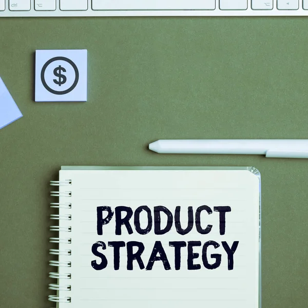 Text sign showing Product Strategy, Business overview long term plan development of successful product production