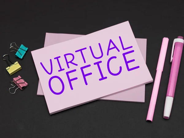 Señal Que Muestra Oficina Virtual Concepto Que Significa Ambiente Trabajo — Foto de Stock