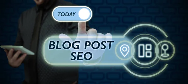 Inspiration Showing Sign Blog Post Seo Word Search Engine Optimization — Stock Fotó