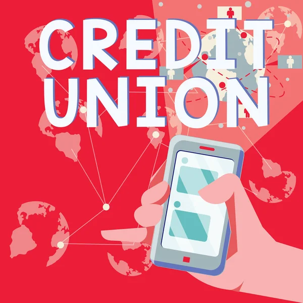Концептуальний Підпис Credit Union Концепція Означає Кооперативне Єднання Яке Робить — стокове фото