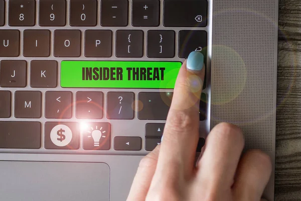 Text showing inspiration Insider Threat, Word for security threat that originates from within the organization