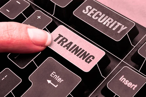 Conceptual caption Security Training, Word for providing security awareness training for end users