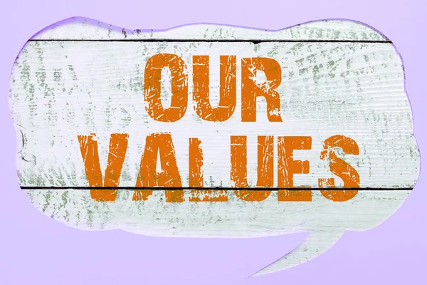 Text Caption Presenting Our Values Conceptual Photo List Morals Companies — Stock Fotó