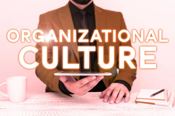 Handwriting text Organizational Culture, Business concept the study of the way people interact within groups