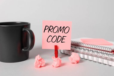 Conceptual display Promo Code, Business idea digital numbers that give you good discount on certain product