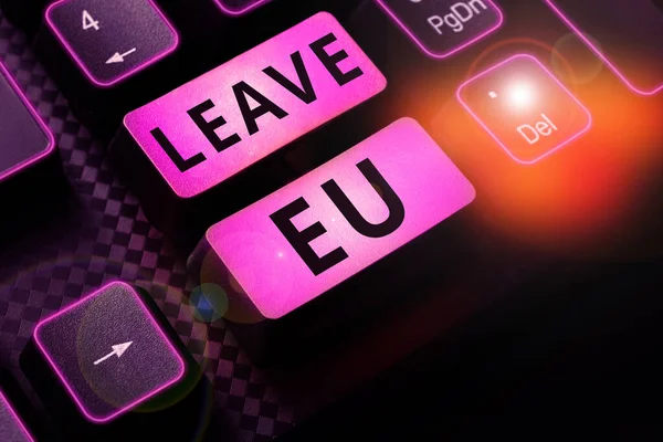 Sign Displaying Leave Internet Concept Act Person Leave Country Belongs — Stock Photo, Image