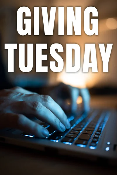 Sign Displaying Giving Tuesday Business Approach International Day Charitable Giving — Stock Fotó