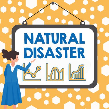 Sign displaying Natural Disaster, Word Written on occurring in the course of nature and from natural causes