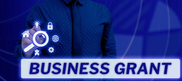 Schilder Mit Business Grant Business Overview Arbeitsstrategien Zur Erreichung Von — Stockfoto