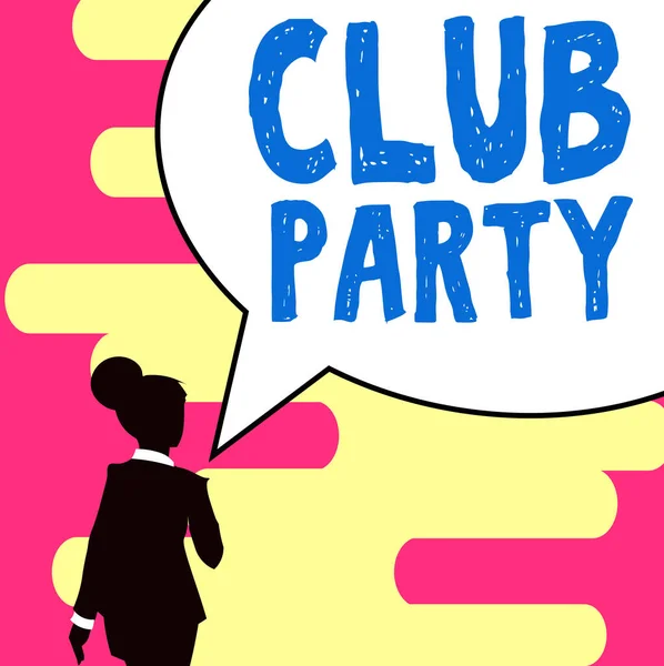 Εννοιολογική Επίδειξη Club Party Λέξη Για Την Κοινωνική Συγκέντρωση Ένα — Φωτογραφία Αρχείου