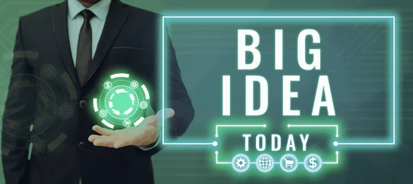 Text Sign Showing Big Idea Word Having Great Creative Innovation — Stock Photo, Image