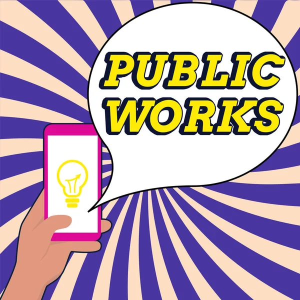 Концептуальная Подпись Public Works Business Showcase Describes Viewing Event Public — стоковое фото