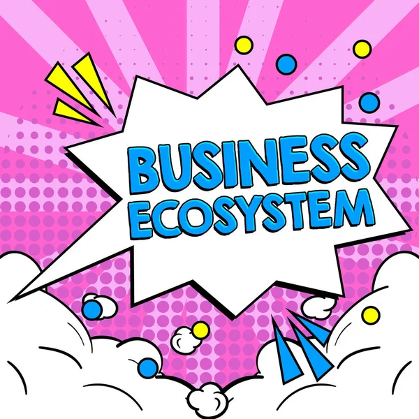 ビジネスエコシステム ビジネスコンセプト組織の成長機会の開発と実施を示すテキストキャプション — ストック写真