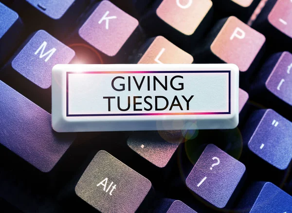 Text sign showing Giving Tuesday, Business overview international day of charitable giving Hashtag activism