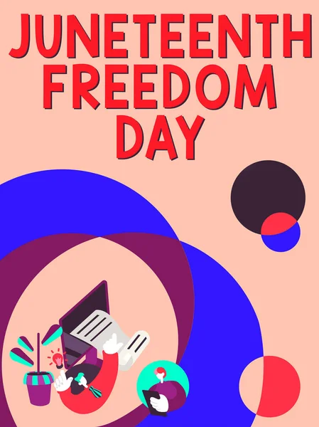 Text Showing Inspiration Juneteenth Freedom Day Business Overview Legal Holiday — Foto Stock