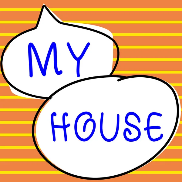 Handwriting Text House Word Written Place Building Live People Whom — Stockfoto