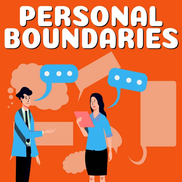 Sign Displaying Personal Boundaries Word Written Something Indicates Limit Extent — Stock Photo, Image