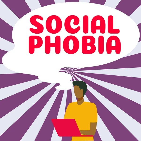 Znak Tekstowy Pokazujący Fobię Społeczną Internet Concept Przytłaczający Strach Przed — Zdjęcie stockowe