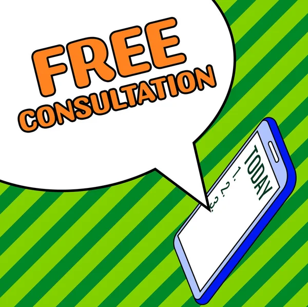 Testo Didascalia Che Presenta Free Consultation Business Idea Dare Discussioni — Foto Stock