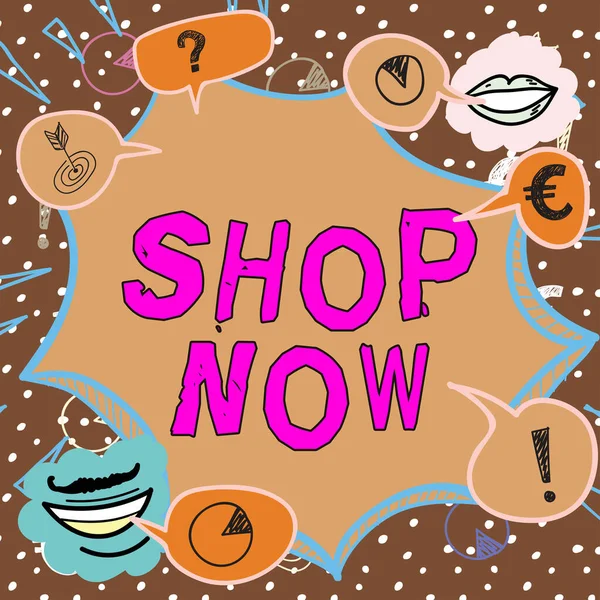 Text Caption Presenting Shop Now Word Written Action Activity Purchasing — 스톡 사진