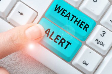 El yazısı metni hava durumu uyarısı, bir yer ve zamanda atmosferin durumu hakkında acil uyarı kavramı