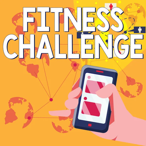 Textový Nápis Ukazující Fitness Challenge Obchodní Vitrína Stav Fyzicky Fit — Stock fotografie