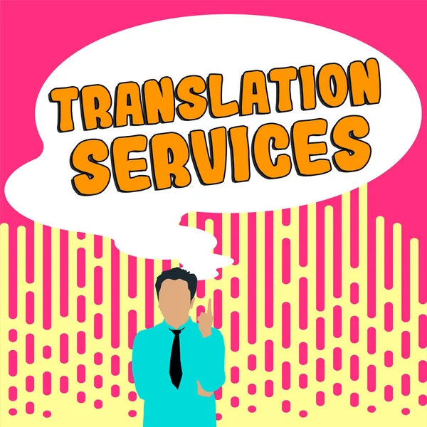Hand Writing Sign Translation Services Word Organization Provide People Translate — Zdjęcie stockowe