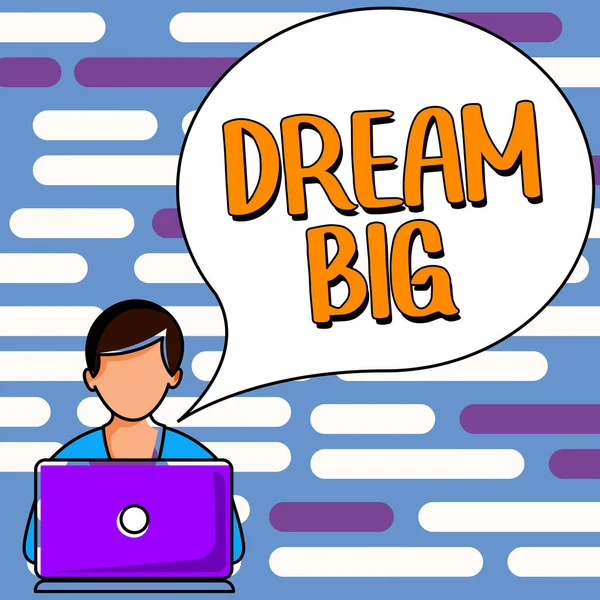 Tekst Bijschrift Met Dream Big Concept Betekenis Denken Aan Iets — Stockfoto