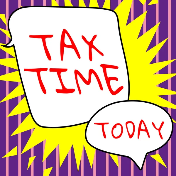 文字文字 纳税时间 商业概念强制性国家收入对工人征收的政府税 — 图库照片