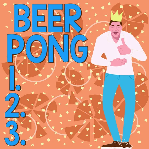 Writing displaying text Beer Pong, Conceptual photo a game with a set of beer-containing cups and bouncing or tossing a Ping-Pong ball