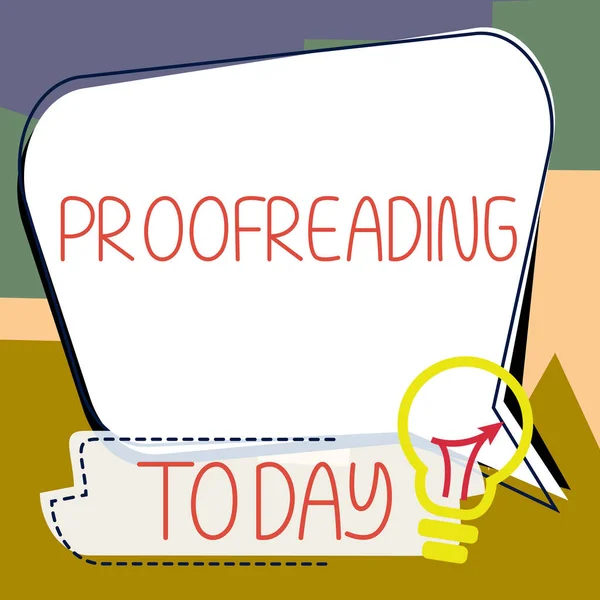 Σημάδι Κειμένου Που Δείχνει Proofreading Λέξη Για Την Πράξη Της — Φωτογραφία Αρχείου
