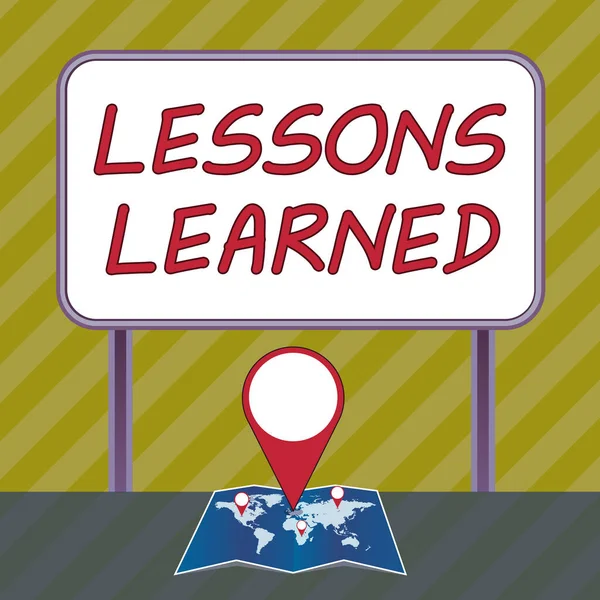 Text sign showing Lessons Learned, Business concept Promote share and use knowledge derived from experience