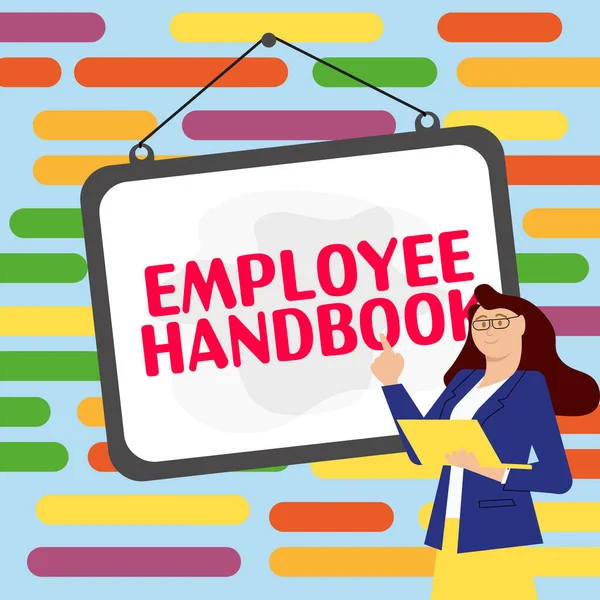 Text Sign Showing Employee Handbook Business Idea Document Contains Operating — Stockfoto