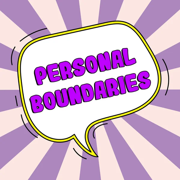 Conceptual display Personal Boundaries, Business concept something that indicates limit or extent in interaction with personality