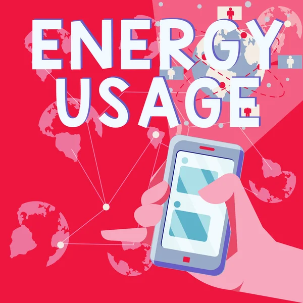 Ručně Psaná Značka Spotřeba Energie Obchodní Přehled Množství Energie Spotřebované — Stock fotografie
