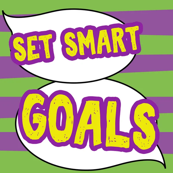 Text Caption Presenting Set Smart Goals Word Establish Achievable Objectives — Zdjęcie stockowe