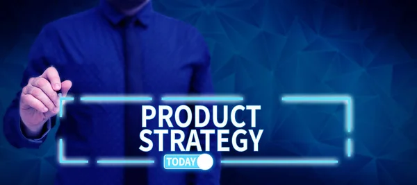 Tekst Met Inspiratie Productstrategie Business Concept Lange Termijn Planontwikkeling Van — Stockfoto