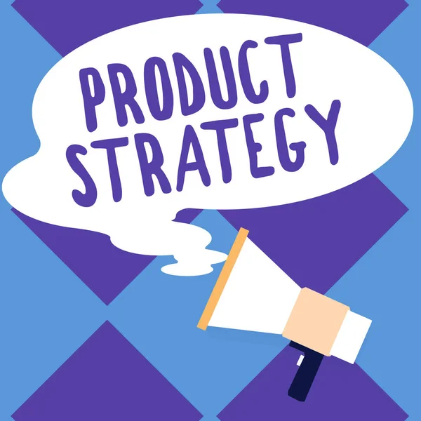 Text sign showing Product Strategy, Business concept long term plan development of successful product production