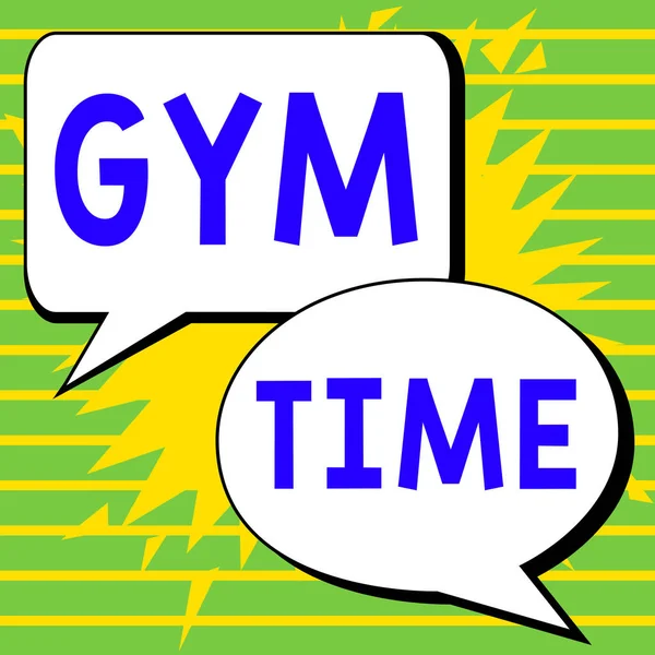 Text showing inspiration Gym Time, Business idea a motivation to start working out making exercises fitness