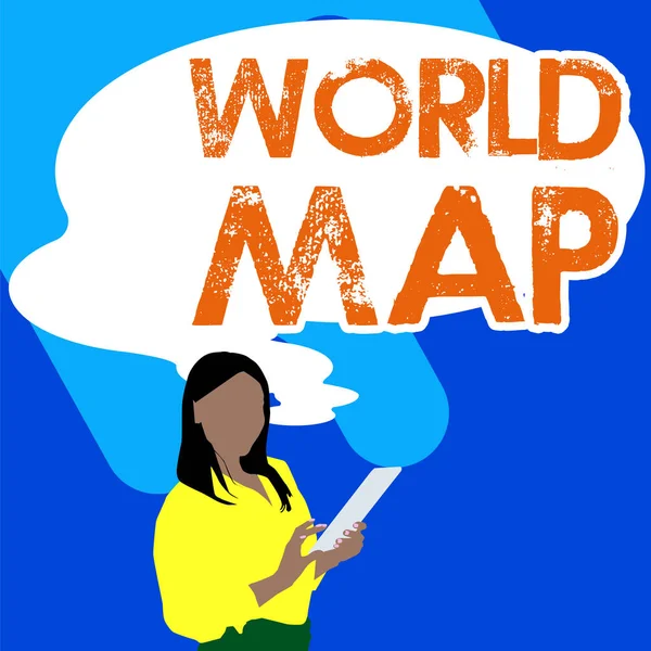 Знак Відображає Карту Світу Бізнес Концепція Діаграма Представлення Поверхні Землі — стокове фото