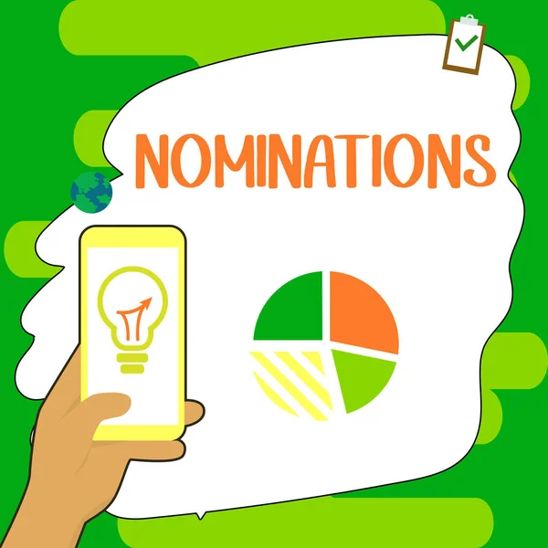 Inspiration Showing Sign Nominations Concept Meaning Act Officially Suggesting Someone — Foto de Stock