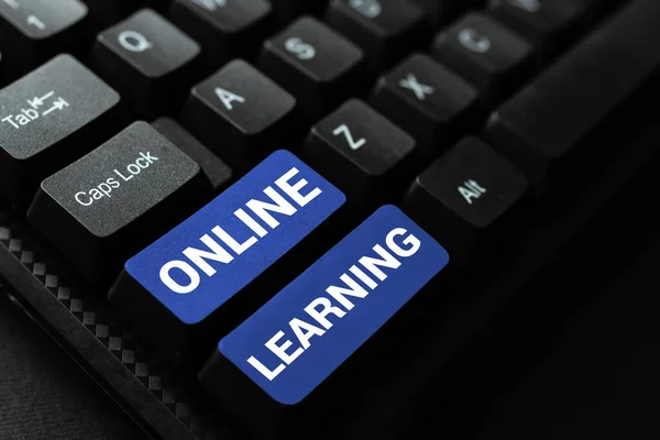Szöveges Jel Amely Online Tanulást Koncepció Jelentését Mutatja Internet Számítógép — Stock Fotó