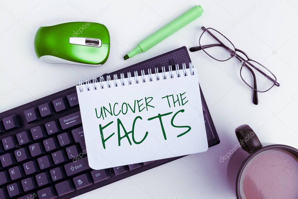 Exhibición conceptual Descubrir los hechos, significado del concepto