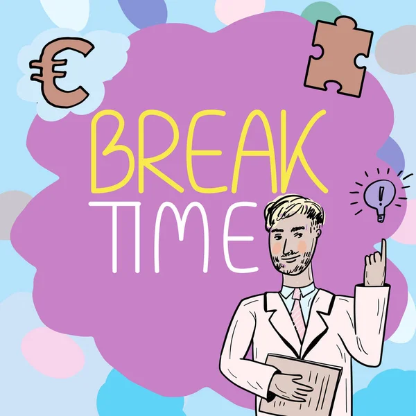 Text Showing Inspiration Break Time Business Concept Period Rest Recreation — Foto de Stock