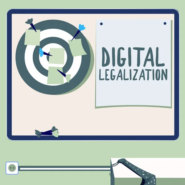 Text sign showing Digital Legalization, Business idea accompanied by technology or by instructional practice