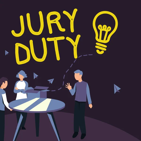 Inspiration Showing Sign Jury Duty Concept Meaning Obligation Period Acting — Fotografia de Stock