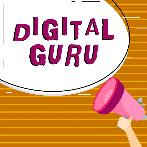 Writing Displaying Text Digital Guru Business Approach Teacher Intellectual Guide — Zdjęcie stockowe