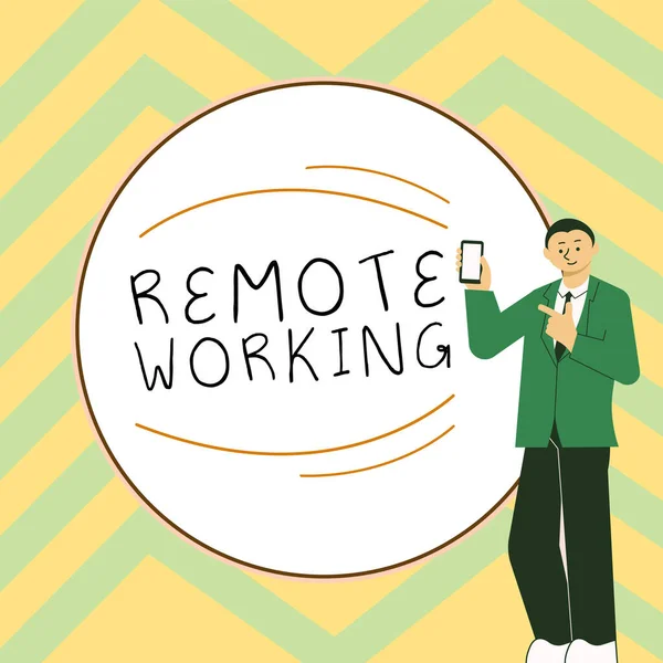 Hand Writing Sign Remote Working Concept Meaning Situation Which Employee — 스톡 사진