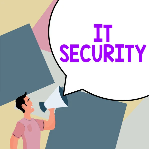 サイバー攻撃からのインターネット接続システムの保護を意味する概念であるセキュリティを示すテキスト署名 — ストック写真