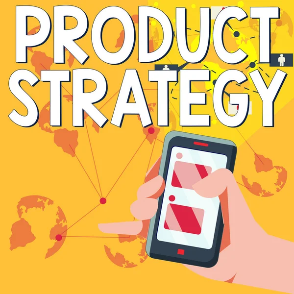 Text sign showing Product Strategy, Conceptual photo long term plan development of successful product production